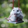 Hamster on a swing