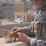 Private Aweome is feeding a kitten